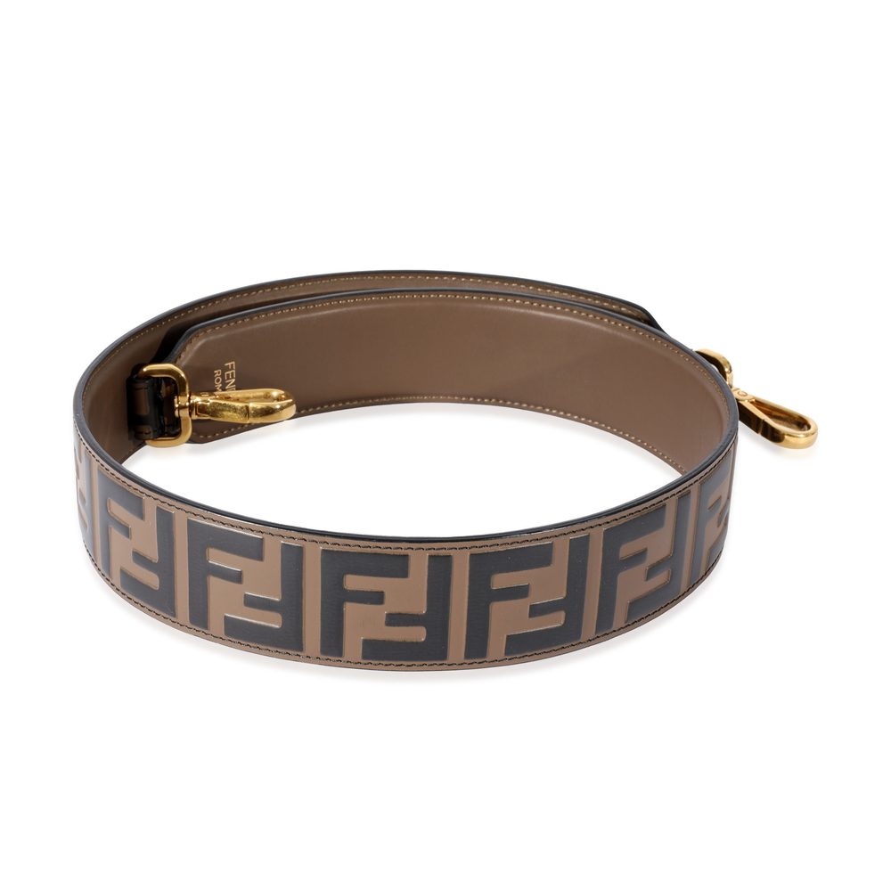 Fendi Brown Black Leather FF Zucca 'Strap You' Strap